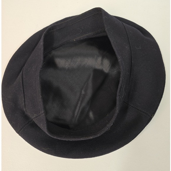 Vintage Classic Black Felt Beret Hat Wool Blend Lined Adjustable Vintage Style - Picture 4 of 7
